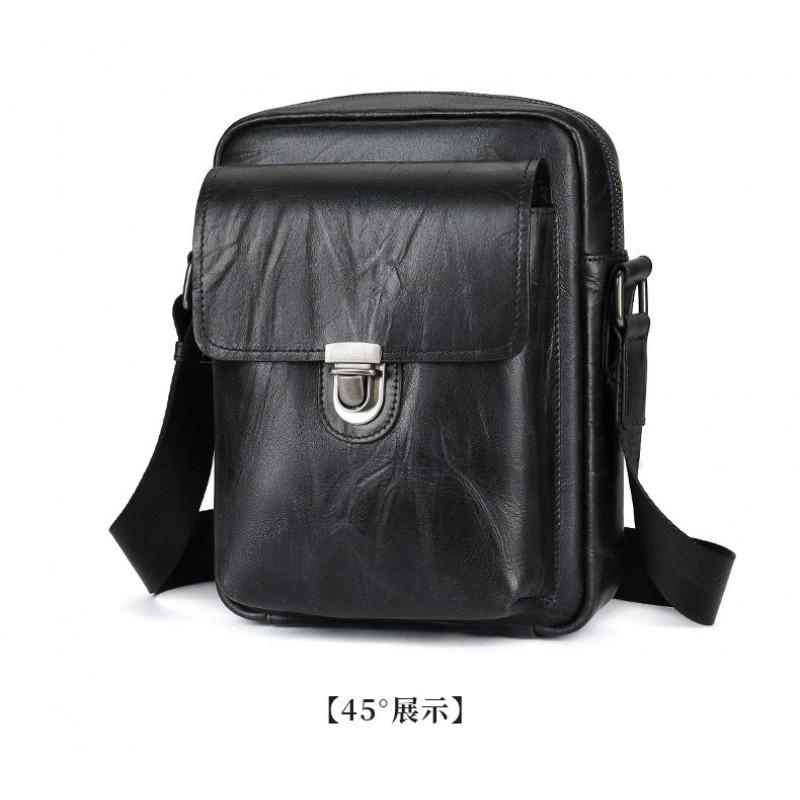 Men's Genuine Leather Shoulder Bag Soft Top Layer Cowhide Casual Simple Crossbody Light Luxury Brand