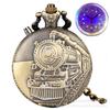 Retro Locomotive LED Quartz Pocket Watch