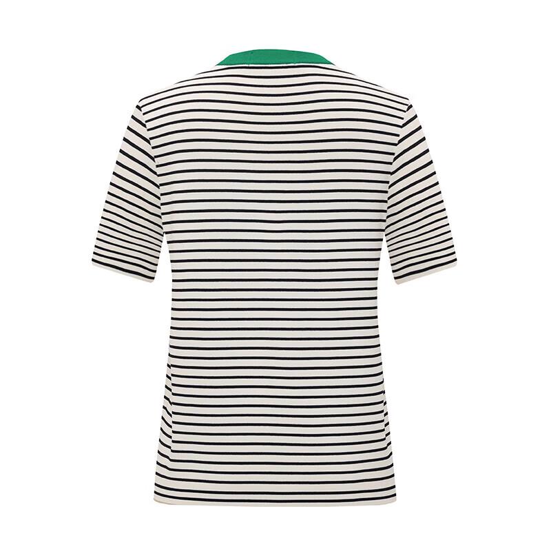 Navigare Women's Loose V-Neck Striped Short-Sleeve Knit Top