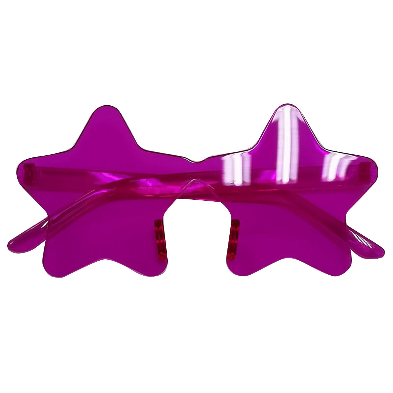 

Солнцезащитные очки без оправы в форме звезды, прозрачные солнцезащитные очки ярких цветов для вечеринок для девочек, мальчиков, женщин One Size темно-фиолетового