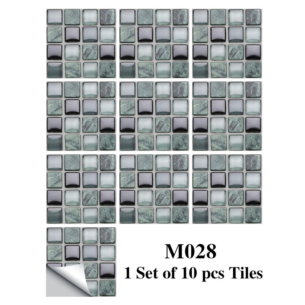 10PCS Mosaic Style Tile Simulation Stickers Self-adhesive Kitchen Waterproof PVC Wall Stickers Living Room Bathroom Decoration