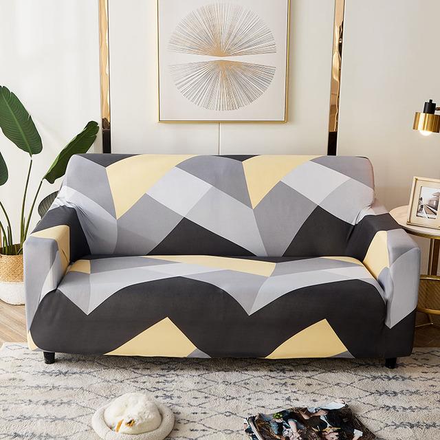 Elastic Triangle Pattern Sofa Cover Stretch Sofa Covers for Living Room Sofa Towel Slip -Resistant Fully -Wrapped Couch Cover
