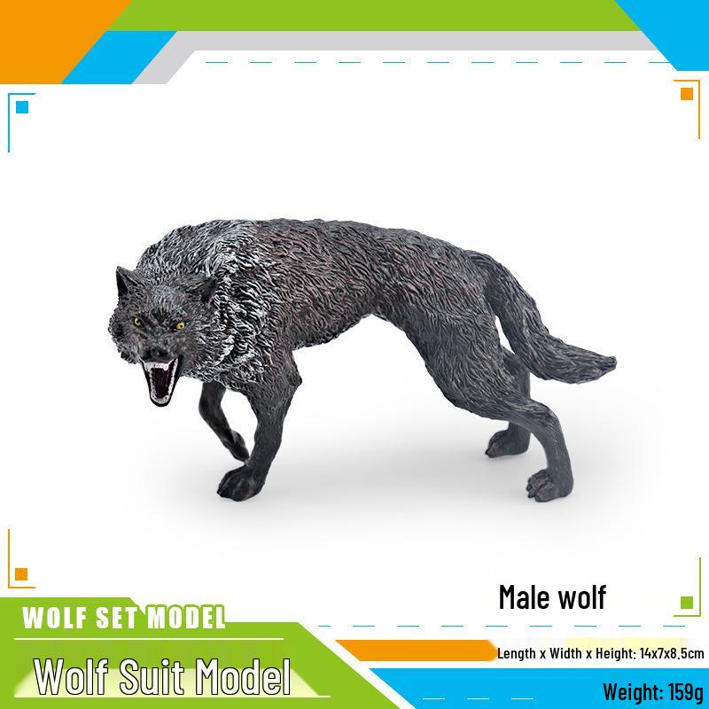 Wild Animal Wolf Family Model - Children's Educational Toy Set with Male, Female, and Cub Wolves