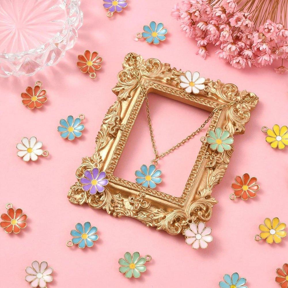 5/10/20 Stück Anhänger aus Legierung mit Öltropfen-Chrysanthemen, Anhänger mit Frühlingsblumendesign, Schmuckherstellung Halskette, Armband, Ohrring, DIY Schmuckzubehör