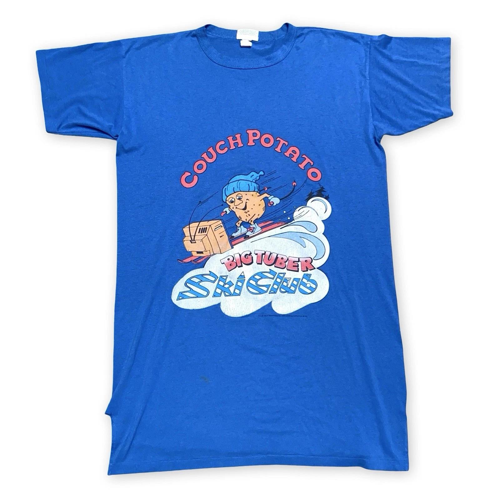 

Vintage 80s Jumbo Jersey T Shirt Mens XL Oversized Couch Potato Ski Club Graphic 2XL