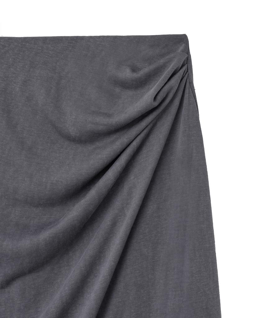NOIRER FOR WOMAN Silky Drape Skirt (Charcoal)