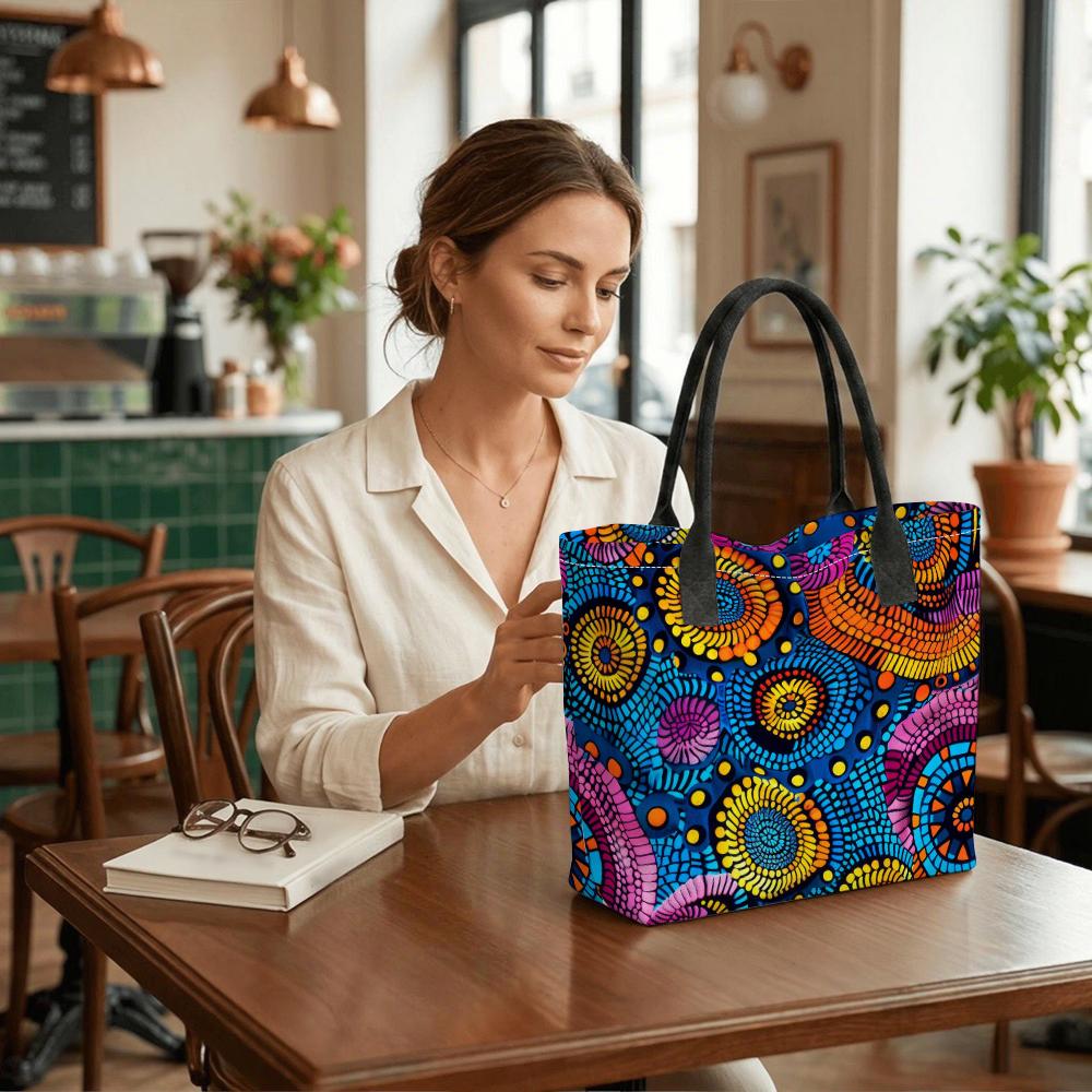 Colorful Pattern Tote Bag Large Capacity Shoulder Bag for Daily Use Travel Shopping Handbag