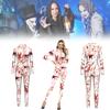 Jumpsuit Halloween Women Bloodstain Printing Leotard Party Show Clothes Cosplay