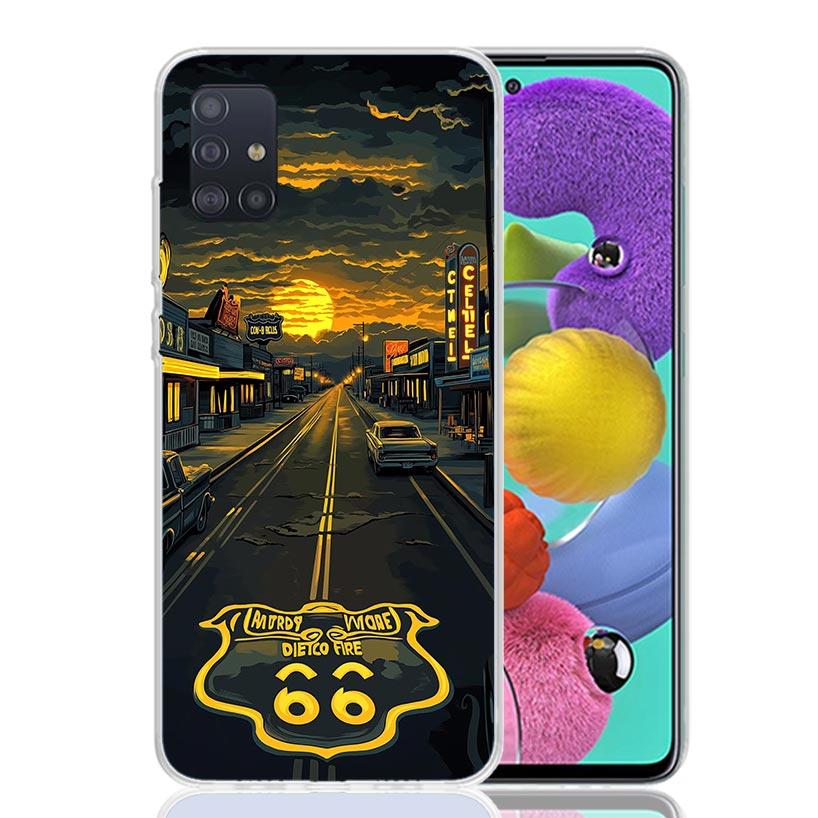 

America Route 66 Phone Case For Samsung Galaxy A52 A32 A22 A12 A02S A50S A30S A51 A31 AA71 Note 20 Ultra 10 S10 Plus Galaxy A52 Samsung A02S