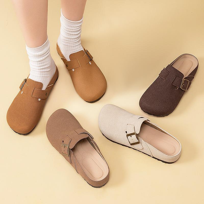 Spring retro casual lazy shoes bag head half slippers women's flat slippers women
