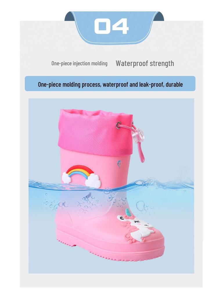 Cartoon Kids' Waterproof Non-Slip Rubber Rain Boots for Toddlers & Children