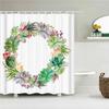 Cactus Pattern Bath Curtain Waterproof Fabric Shower Curtains Fresh Flower Plant Bathtub Screen For Bathroom Home Decoration