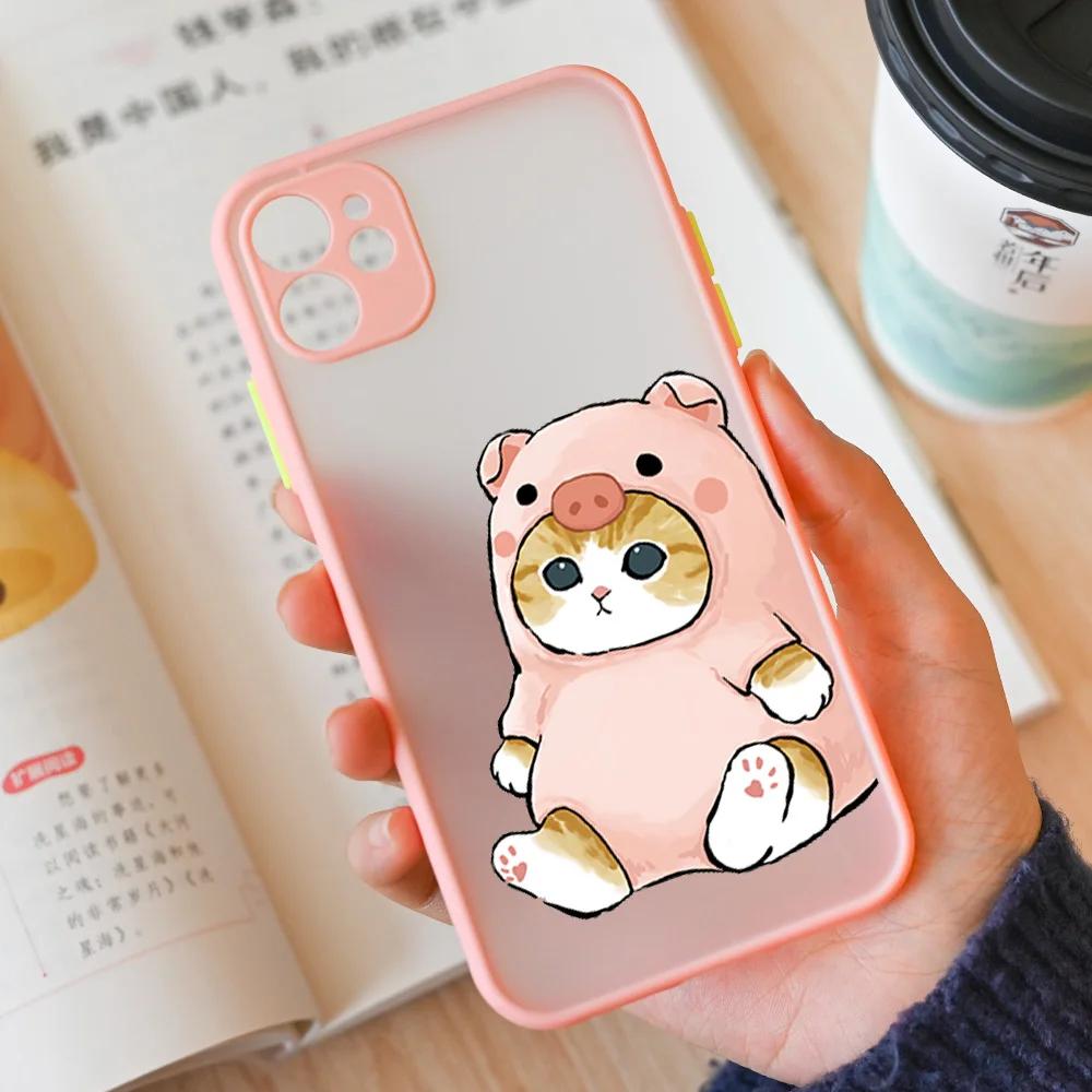 

Cute Animal Cat Couple Phone Case For iPhone 17 16 15 11 12 13 14 Pro Max Mini 7 8 Plus SE Air Cartoon Hard Matte Cover Fundas iPhone 15ProMax