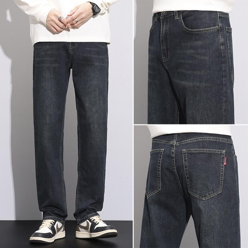 

Retro Jeans Men s Straight-leg Autumn Casual Trendy Stretch Men s Pants Loose Trendy Brand Wide-leg Men s Long Pants 42 синій