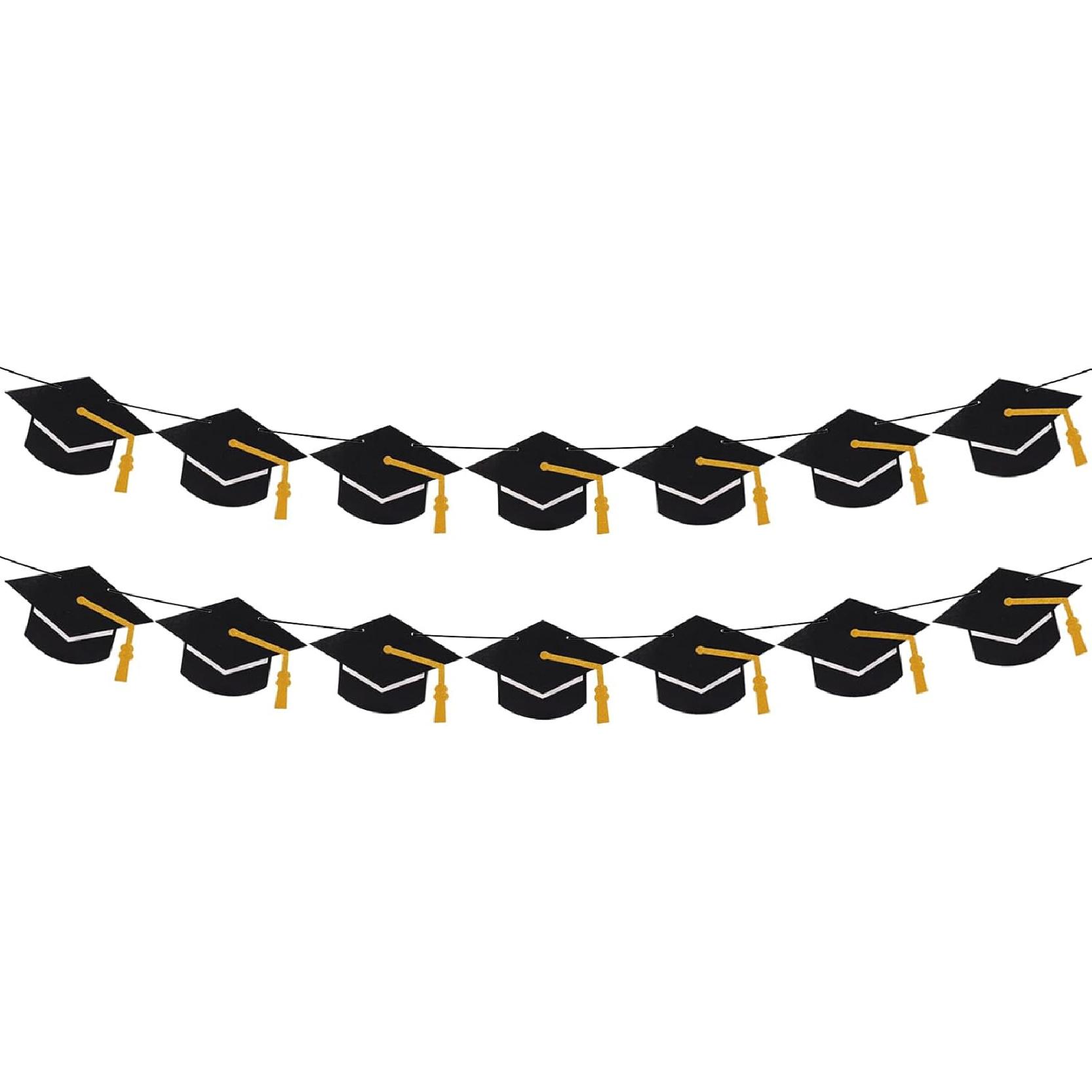 Hd2026 Graduation Decorations Class of 2026 Grad Banner Pre-Strung Glitter Graduation Garland with Tassel Grad Cap Banner for Grad Party Supplies чёрный