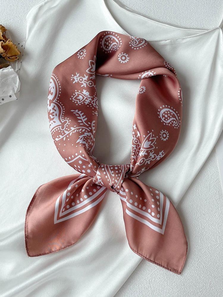 Women's Silk Scarf Hijabs Luxury Brand Summer Headscarf Hijabs Bandana Shawl Handerchief Hair Cheveux Hair Accessories 70*70cm