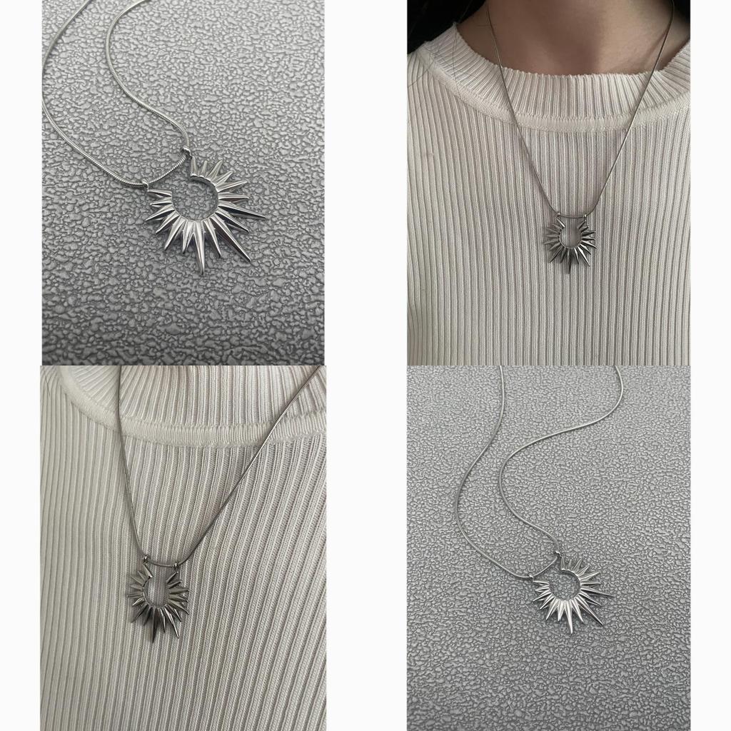 Geometric Snake Chain Necklace With Titanium Pendant For Men Women