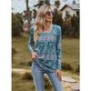 Autumn Women's Blouse Long Sleeve Square Neck Loose Comfortable Casual Printed Top