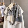 Autumn New Fashion Leopard Print Contrasting Scarf Women's Thickened Warm Scarf Dual-purpose Multi-functional Versatile Decorative Shawl