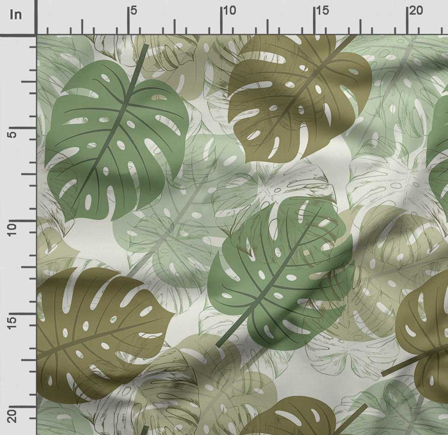 Soimoi Imprimare cu frunze, bumbac Cambric, țesătură de matlasare vândută pe oarde 42 inch lățime, țesătură de bumbac de greutate medie,