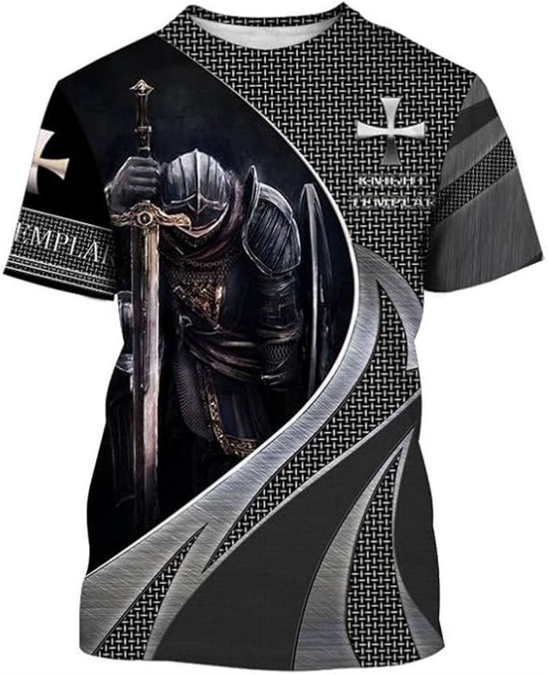 3D Print Knight Templar T-shirt Men Women Cross Fashion Trendy Cool Short Sleeve O Neck T-shirt Unisex Jesus Christian Tees
