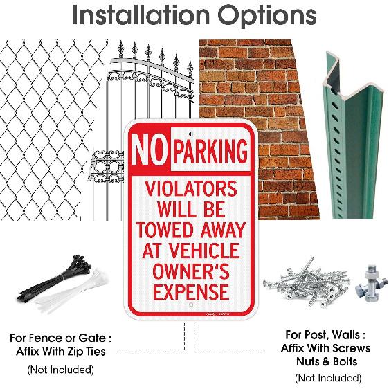 GicnKeuz Large No Parking Signs,18x12 Inches Violators Will Be Towed Away at Vehicle Owner's Expense Signs, Engineer Grade Reflective Aluminum, Fade