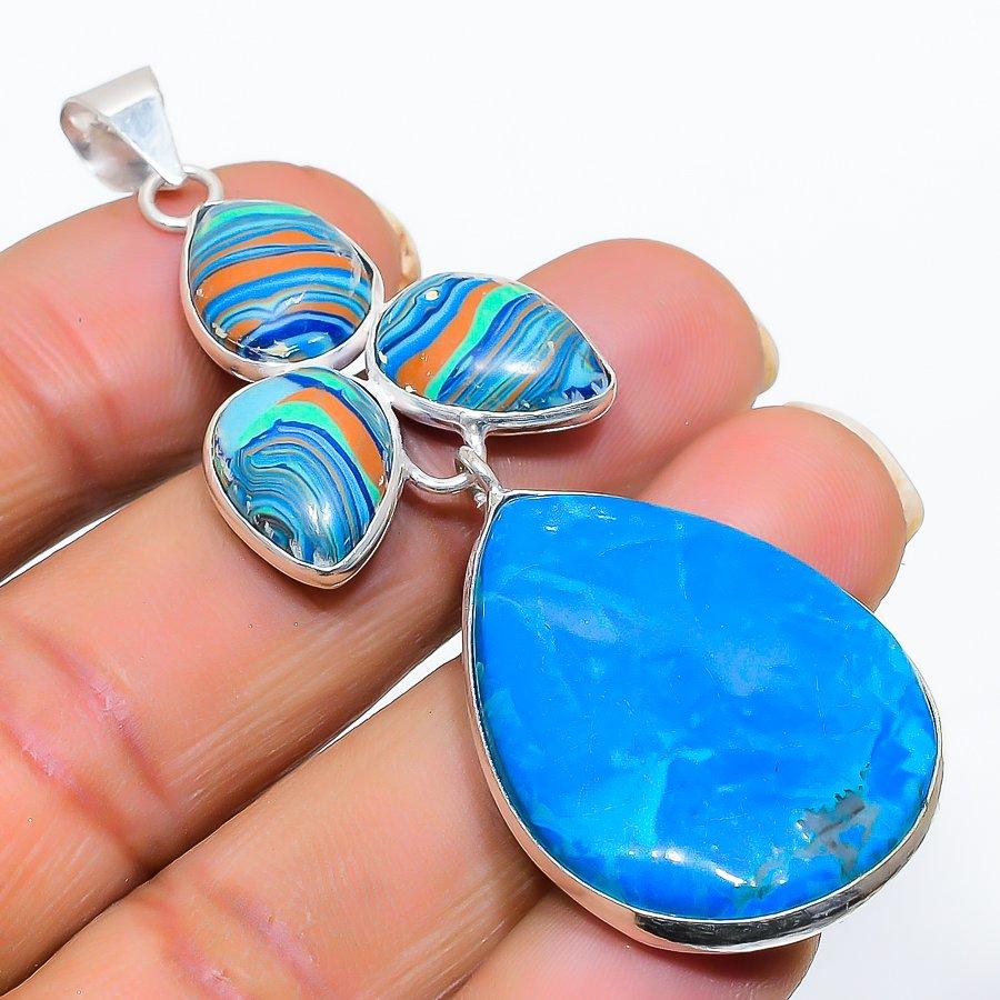 

Natural Neon Blue Apatite 925 Sterling Silver Jewelry Pendant 2.76 f8O86