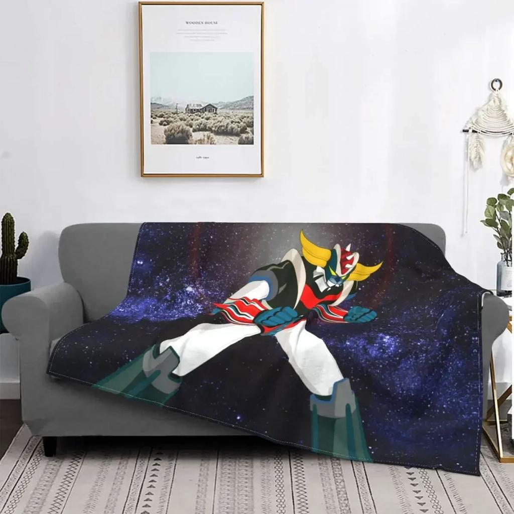 Goldrake UFO Robot Blanket Soft Flannel Fleece Warm Grendizer Mazinger Throw Blankets for Office Bedding Couch Bedspreads