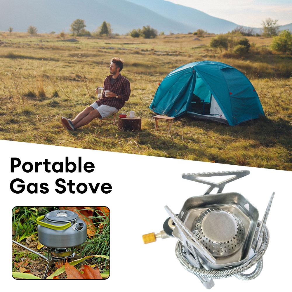 Gasherd für Camping im Freien, winddichter Gasbrenner, tragbarer Picknick-Grillkocher, Speisenwärmer für Rucksackreisen, Wandern, Überlebensausflüge