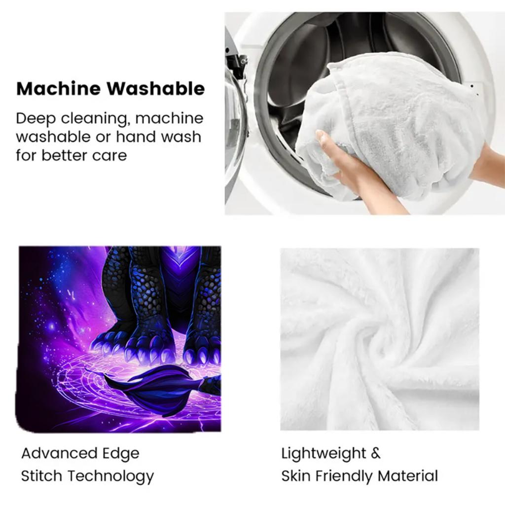 Cute Night Fury Dragon Flannel Throw Blanket Purple Neon Fantasy Dragon Art Kids Sofa Bed Blanket