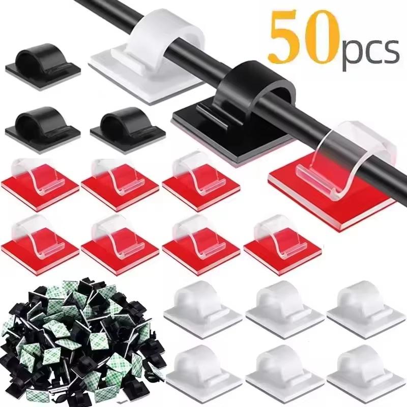 USB Cable Clips Adhesive Cable Organizer Sticky Wire Clip Cord Organizer Wires Management Holder For Office Home Charging Cable