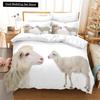 Funny Sheep King Queen Bedding Set Kids Farm Animal Duvet Cover White Little Lamb Comforter Cover 2/3pcs Polyester Quilt Cover