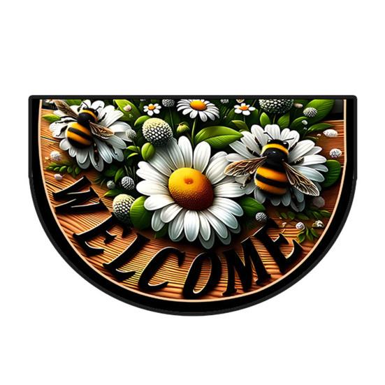 Front Door Mat Entrance Half Circle Rug Outside Entry Welcome Mat Doormat with Non Slip Rubber Backing for Front Door Entryway