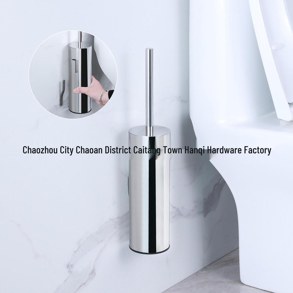 Stainless Steel Toilet Brush, Detachable & Washable, Wall-Mountable & Floor-Standing, Long Handle for Bathroom Use.