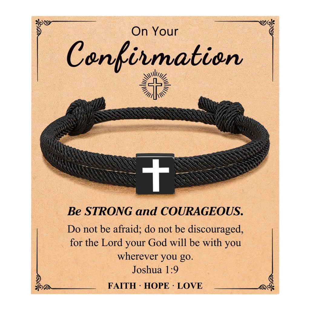 Easter Basket Stuffers for Teens Men Women Inspirational Religious Bible Verse Joshua 1:9 Cross Bracelet