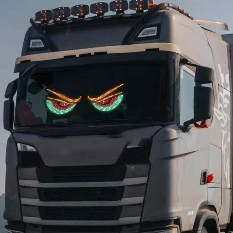 Truck Eye Light RGB Dynamic Demon Eye Decorative Light Led Display Decor Pixel Panel Windshield USB 5V Multi-Mode Lamp For Car SUV