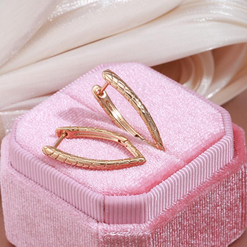 Kinel V Shape Snake Scale Drop Earrings For Women Rose Gold Color