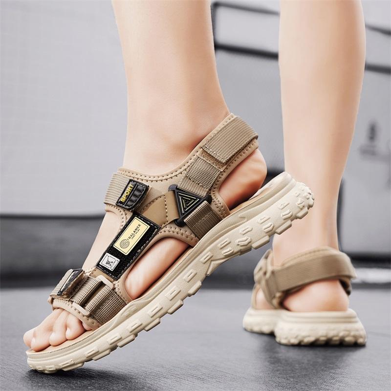 FashionLeather Men's Sandals Slip On Summer Outdoor Non-slip Hiking Trekking Shoes for Men Canvas Beach Slippers Casual Sneakers Men