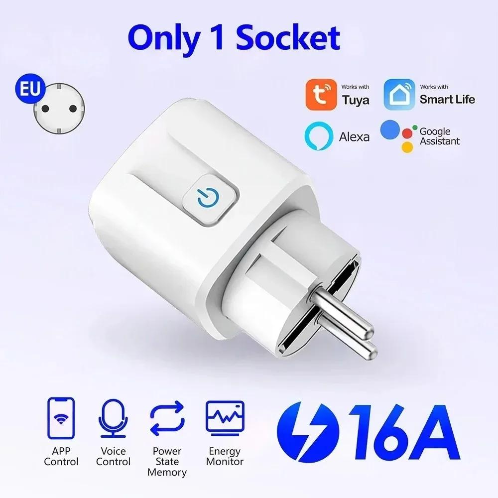 Tuya WiFi RF433 Smart Socket 16A Plug With Power Monitor Timing Function Voice Control for Alex Google Home Wireless Wall Switch