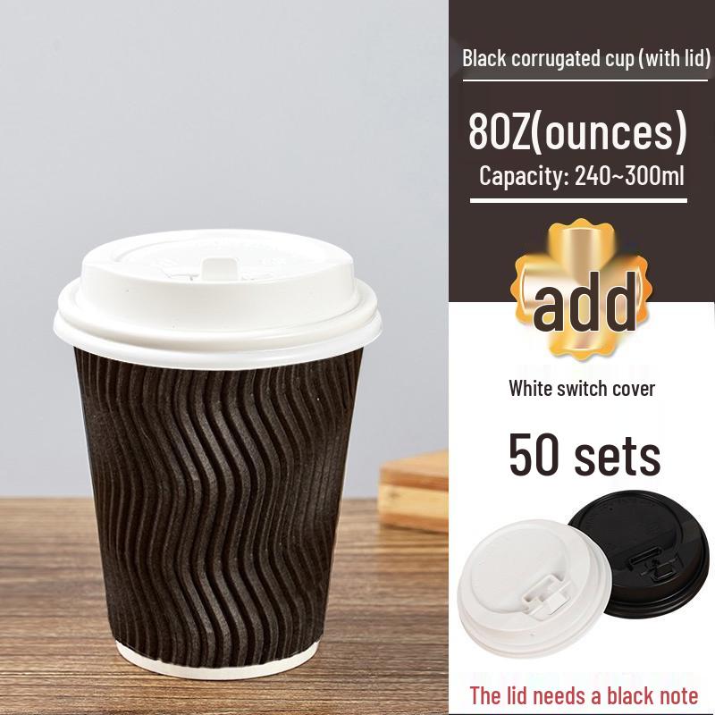 Copo de Café Descartável de Camada Dupla com Tampa: Antiescaldante, Ondulado em Forma de S para Bebidas Quentes e Chá de Leite