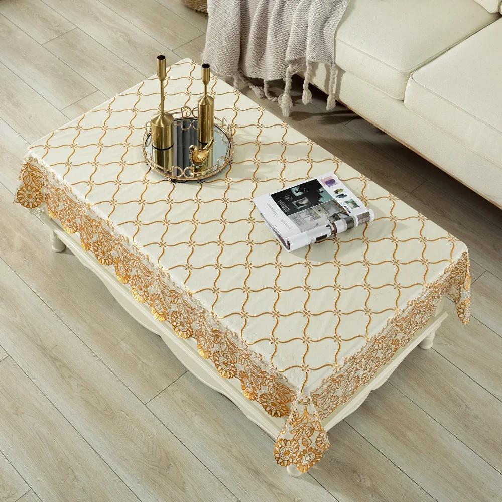 PVC Table Cloth Waterproof Oil-proof Tablecloth Non-washing Tea Table Cloth Hot Gold Household Table Cloth Accessories Home