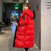 Women's Cotton Jacket Mid-length Over Knee Shiny Winter Washable Cotton Jacket Women's Korean Style Thickened Puffer Jacket