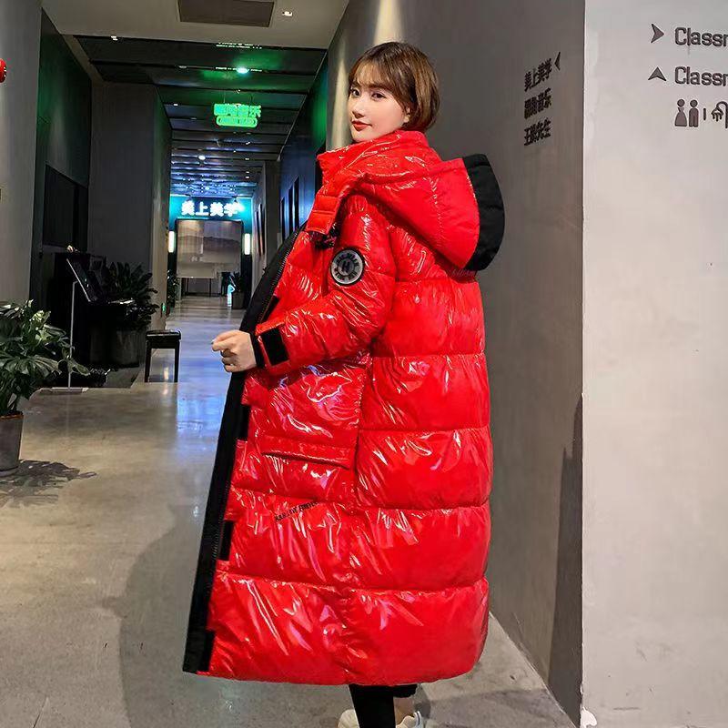 Women's Cotton Jacket Mid-length Over Knee Shiny Winter Washable Cotton Jacket Women's Korean Style Thickened Puffer Jacket