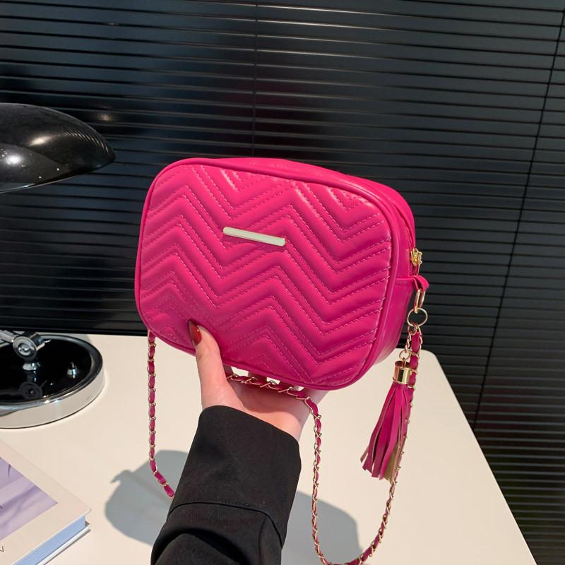 Trendy Simple Solid Color Small Round Bag Fashionable Chic Crossbody For Women фуксия