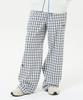 Yk Wide Check Elastic Waist Pants Brown