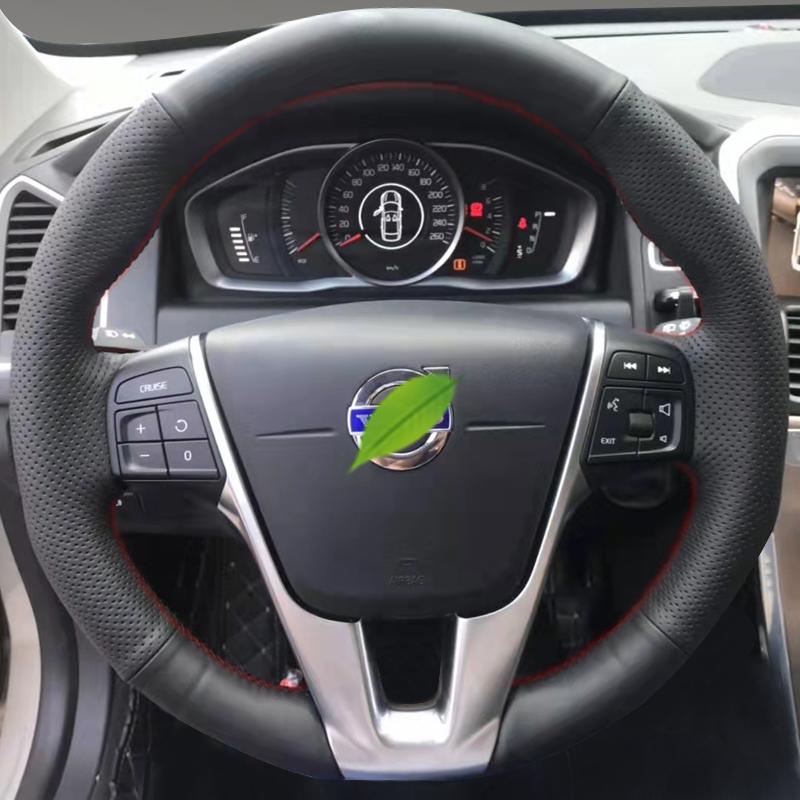 Hand-stitched black brown Leather non-slip car