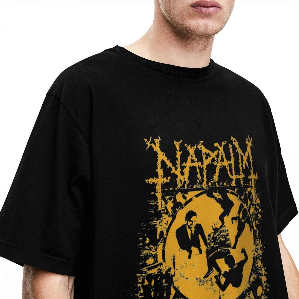 Herr Dam Napalm Death Musikband T-shirt Death Metal 100% Bomull Toppar Fantastisk Kortärmad Rundhalsad T-shirt Stor Storlek Skjorta