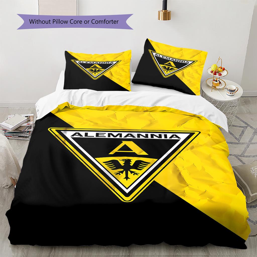 Roupa de Cama com Padrão Alemannia Aachen, Conjunto de Colcha, Capa de Colcha, Fronha, Presente de Aniversário para Casa (1 capa de edredom + 2 fronhas, sem enchimento.)