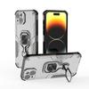 For iPhone 14 Phone Case WANLONFENG PC TPU Back Cover Kickstand with Tempered Glass
