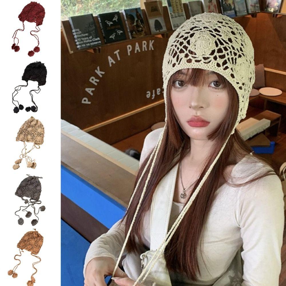 

Hollow Headed Hat Thin Beanie Hat Cute Headdress Women